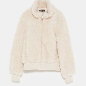 FLEECE BOMBER ZARA Ecru XS brand new never worn